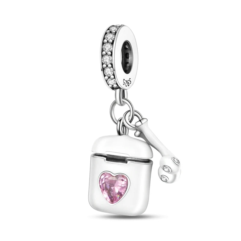 925 Sterling Silver Pink Ballet Girl Bow Pendant Charm Bead for Women – Elegant DIY Jewelry Making Charm for Bracelets & Necklaces