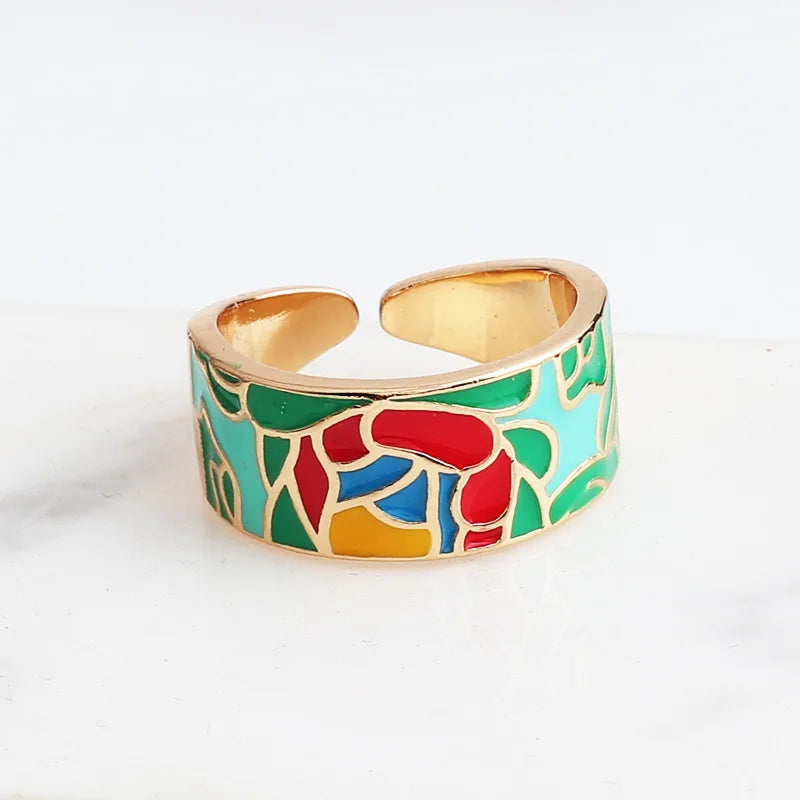 Women’s Gold-Plated Zircon Botanical Statement Ring