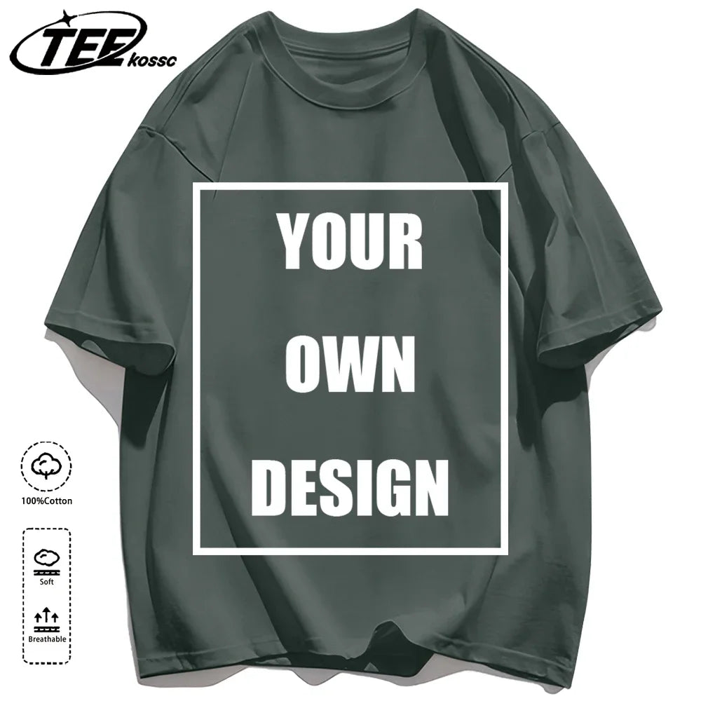 Customized LOGO Picture Men's Cotton T-Shirt Summer Colour Loose Short Sleeves Comfortable Fashion T Shirts Unisex O-Neck DIY Te