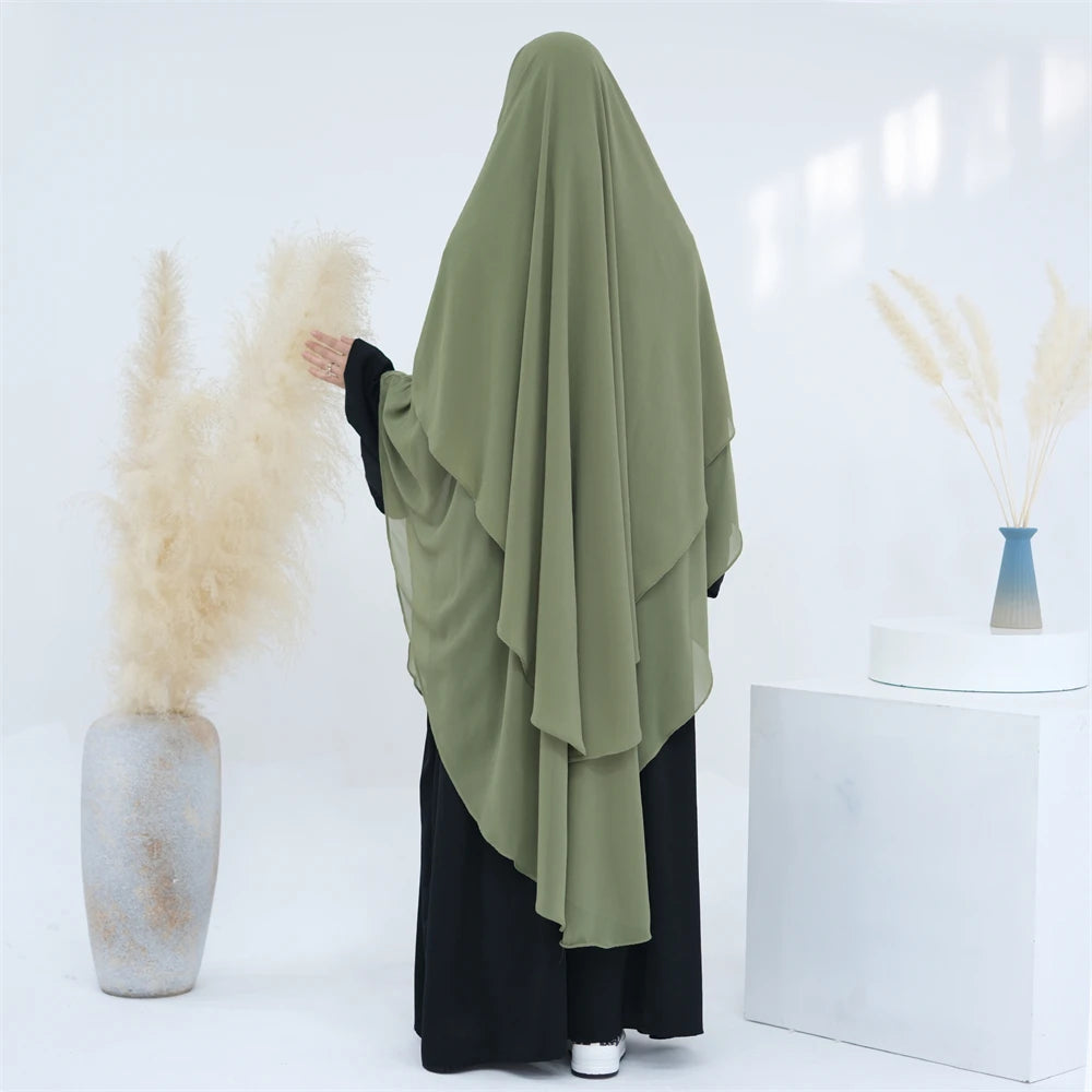 Women’s Elegant Chiffon Khimar & Abaya Set