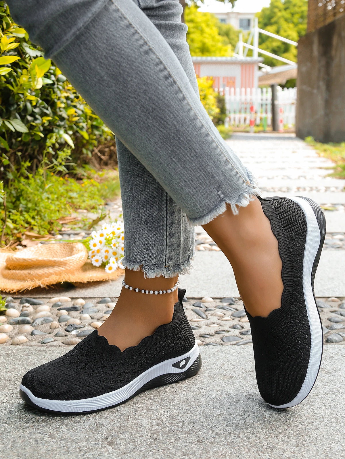 Women's 2026 Summer Breathable Knit Slip-On Sneakers Ultra Lightweight Soft Sole Comfortable Casual Loafers for Daily Work Walk