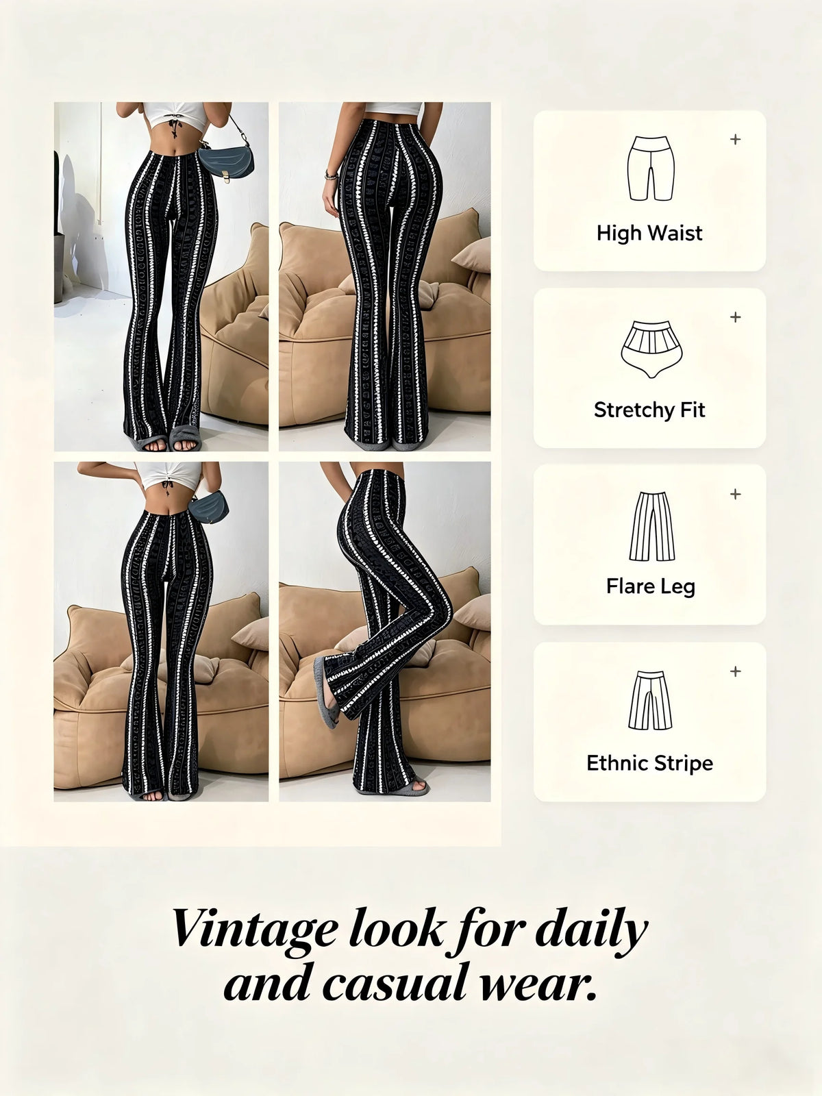 Women’s Striped Slim Flare Office Pants