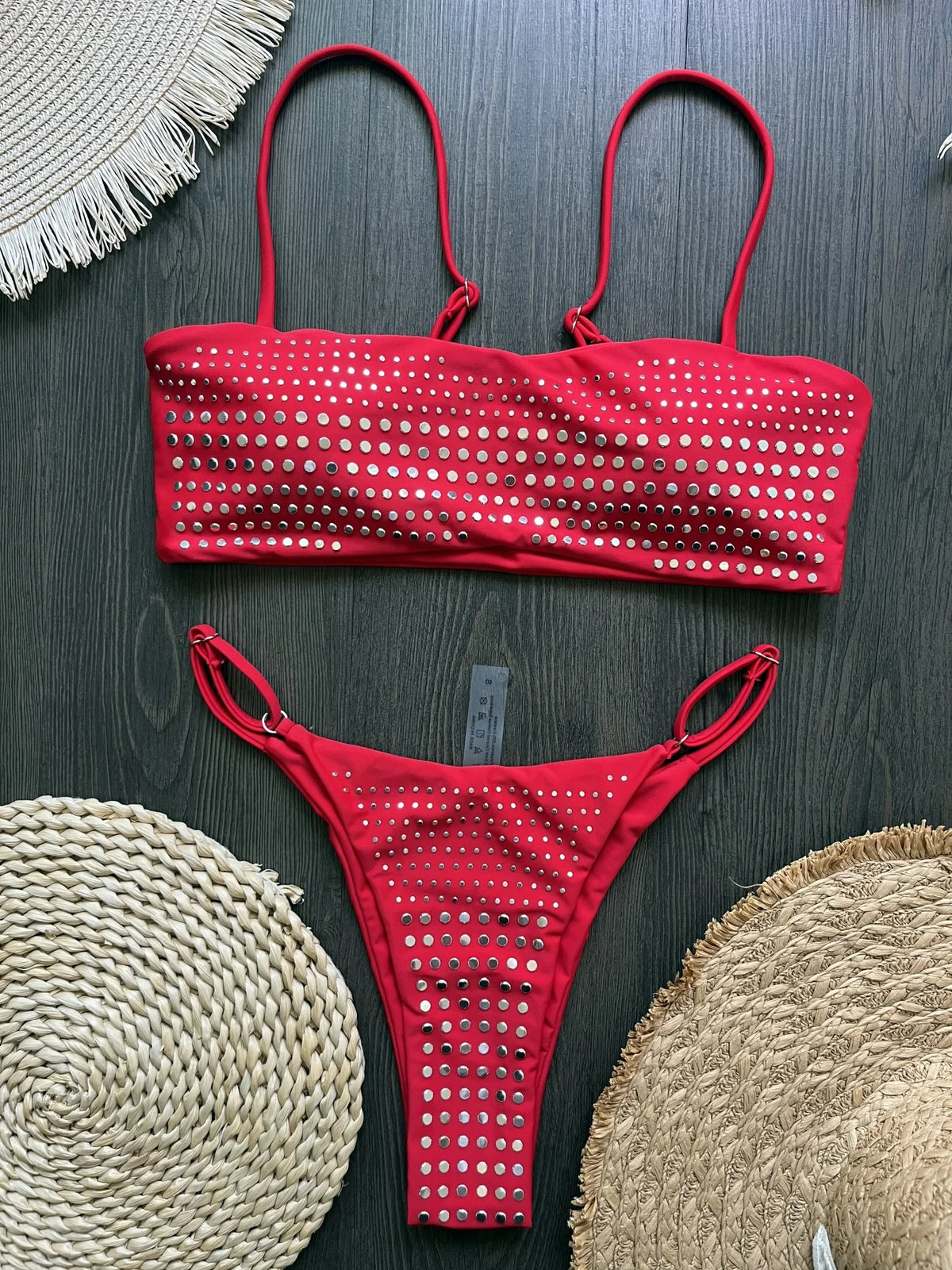 2025 Diamond Bikini Sexy Women Swimsuit Bandeau Biquini Push Up Swimwear Female Shiny Bathing Suits Floral Bodysuit Beachwear