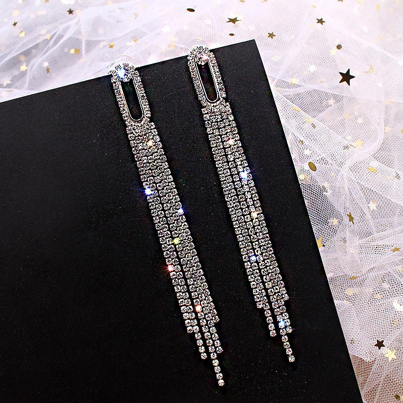 Crystal Zircon Geometric Drop Earrings