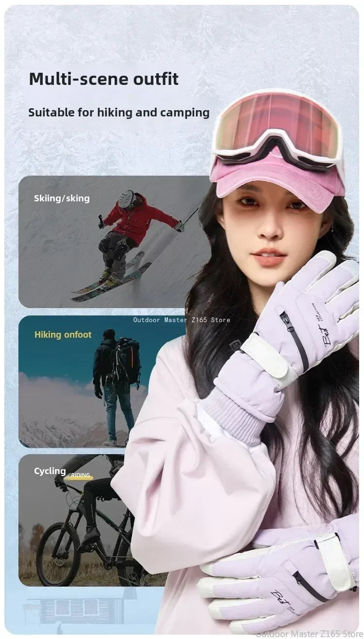 Winter Cycling Gloves Non Slip Touch Ski Gloves Snowboard Accessories Waterproof Pocket Warm Men's and Women's Thermal Gloves