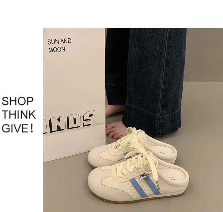 Women Fashion Slippers 2026 Summer Trend Casual Comfort Platform Flats Mules Slippers Lace-Up Non Slip Outdoor Female Slippers