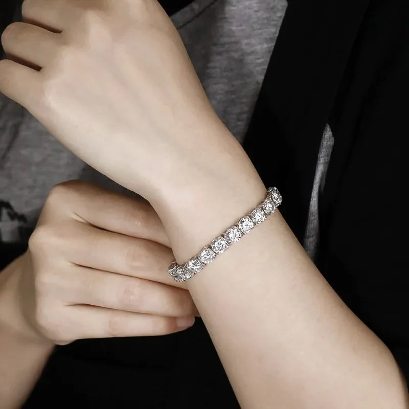 Factory Price D VVS1 Moissanite Tennis Bracelet – 925 Sterling Silver Single Row Classic Bracelet for Women & Men with GRA Certificate