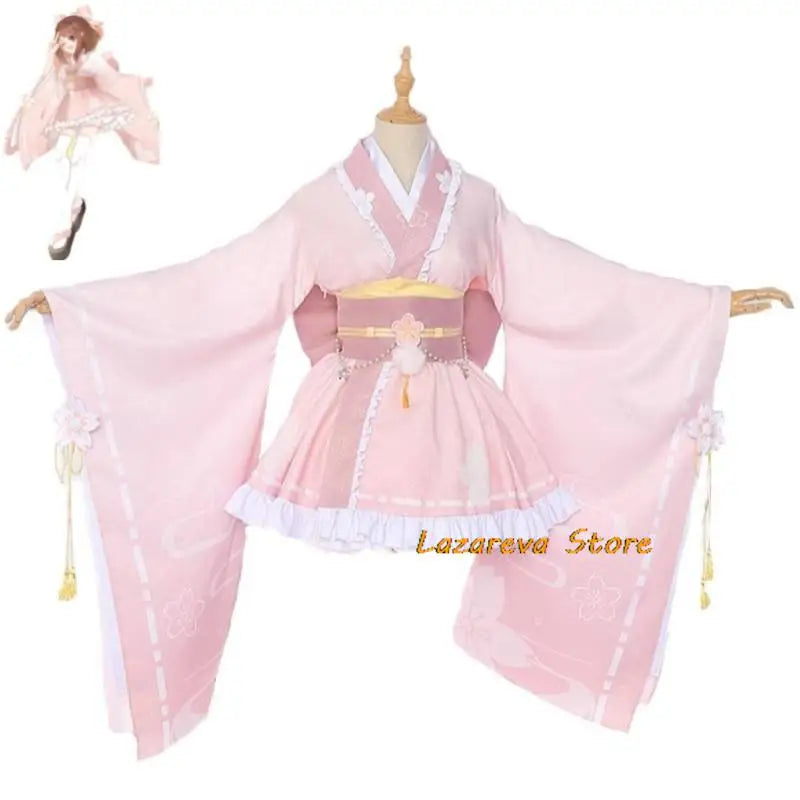 Anime Uraraka Ochaco Boku No Cosplay Costume Wig Kimono Lovely Pink Lolita Dress Hallowen Carnival Party Suit