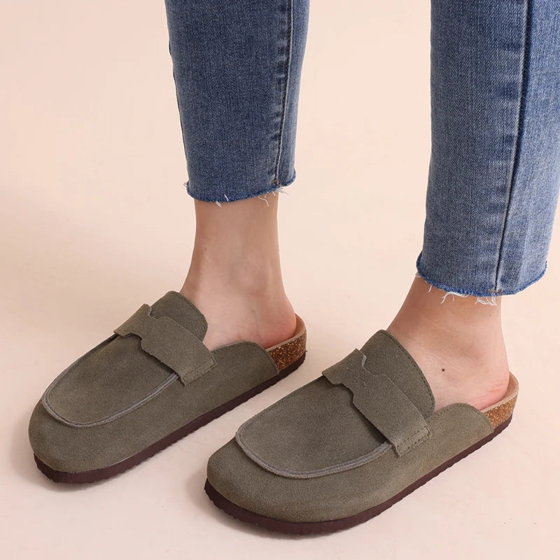 Litfun New Women Clogs For Women Fashion Cork Suede Mules Slipper Classic Cork Antislip For Outdoor Slippers With Arch Support