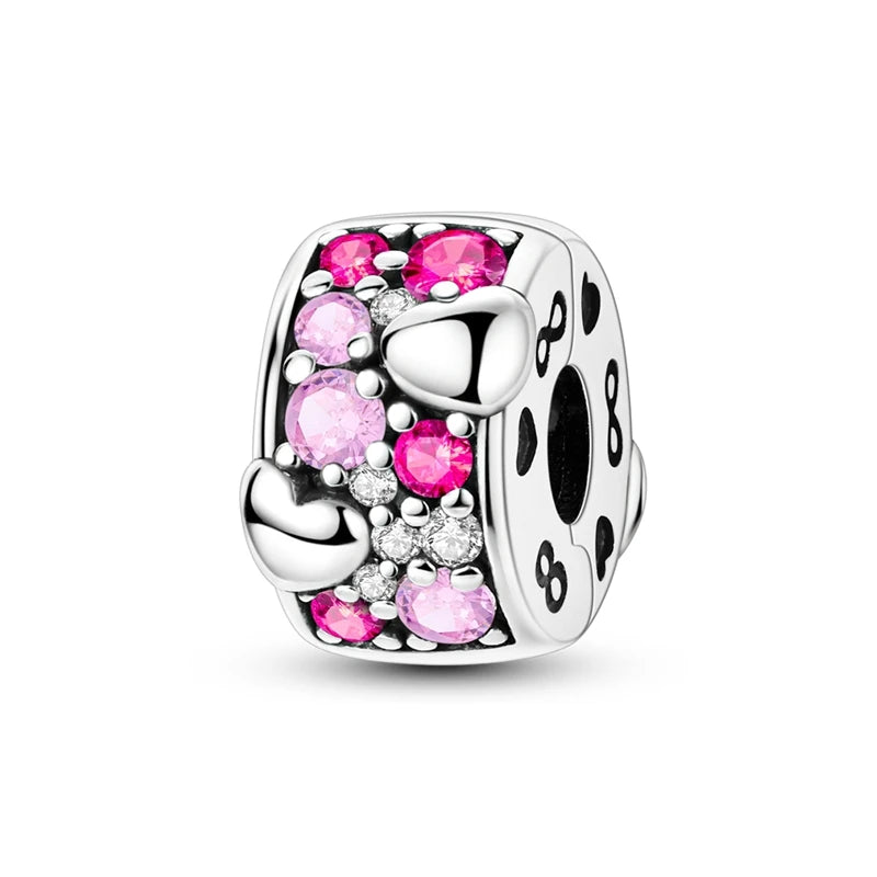 925 Sterling Silver Pink Ballet Girl Bow Pendant Charm Bead for Women – Elegant DIY Jewelry Making Charm for Bracelets & Necklaces