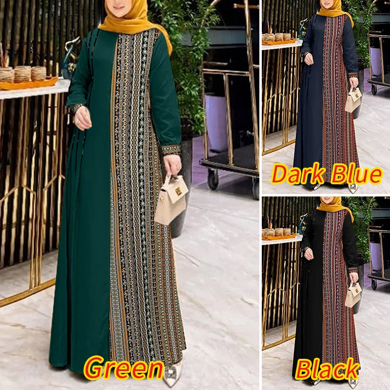 Women’s ZANZEA Ethnic Printed Patchwork Maxi Dress
