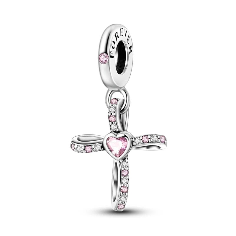 925 Sterling Silver Pink Ballet Girl Bow Pendant Charm Bead for Women – Elegant DIY Jewelry Making Charm for Bracelets & Necklaces