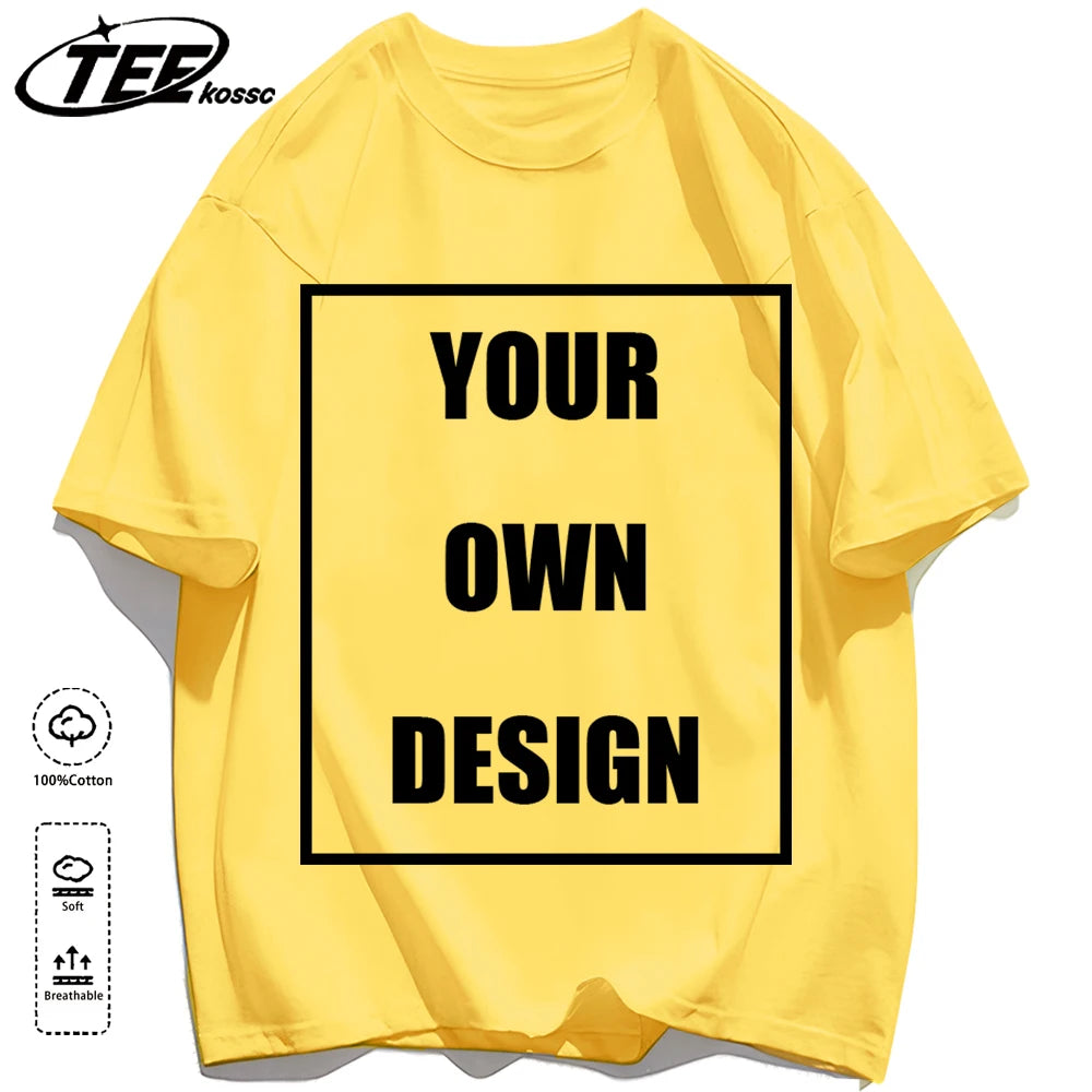 Customized LOGO Picture Men's Cotton T-Shirt Summer Colour Loose Short Sleeves Comfortable Fashion T Shirts Unisex O-Neck DIY Te