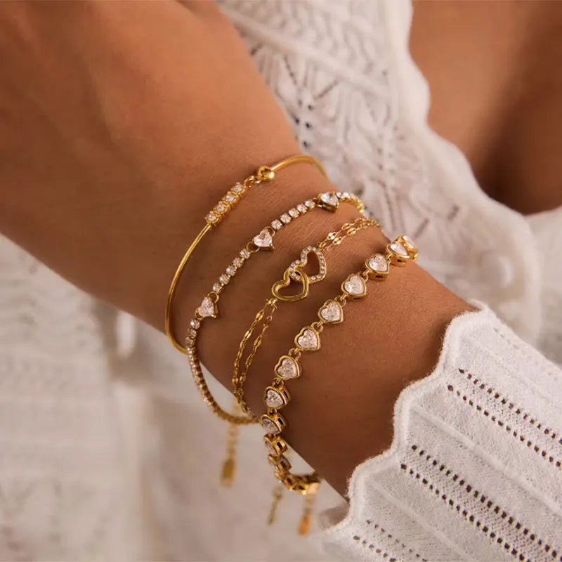 Women’s Heart Moissanite Tennis Bracelet – 14K Gold-Filled Fine Jewelry Gift