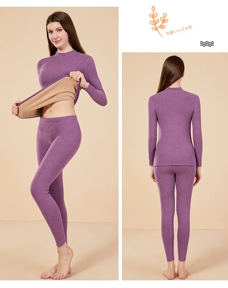 Men's Mock Neck Fleece Thermal Underwear Set