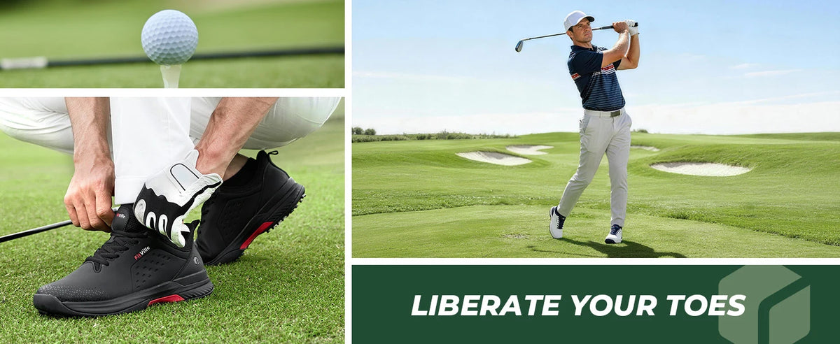 FitVille Men'S Golf Shoes Extra Wide Waterproof, Professional No-Slip Spiked Golf Shoes With Arch Support For Wide Feet