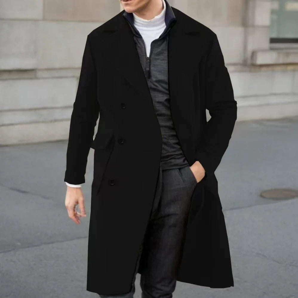 Elegant Men Winter Trench Coat Luxury Peak Lapel High Quality Long Coat for Business And Wedding Dresses Customized Elegant Men