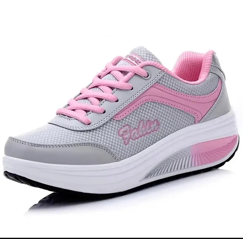 Women’s Fashion Platform Sneakers – Comfortable Casual Walking Shoes with Lightweight Flat Sole & Plus Size Fit