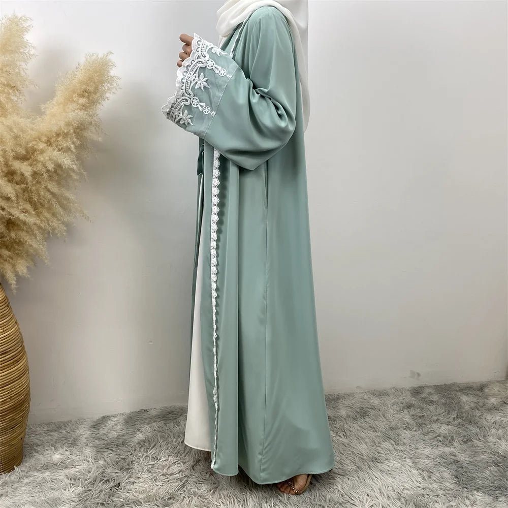 Women’s Lace Trim Nida Abaya with Pockets