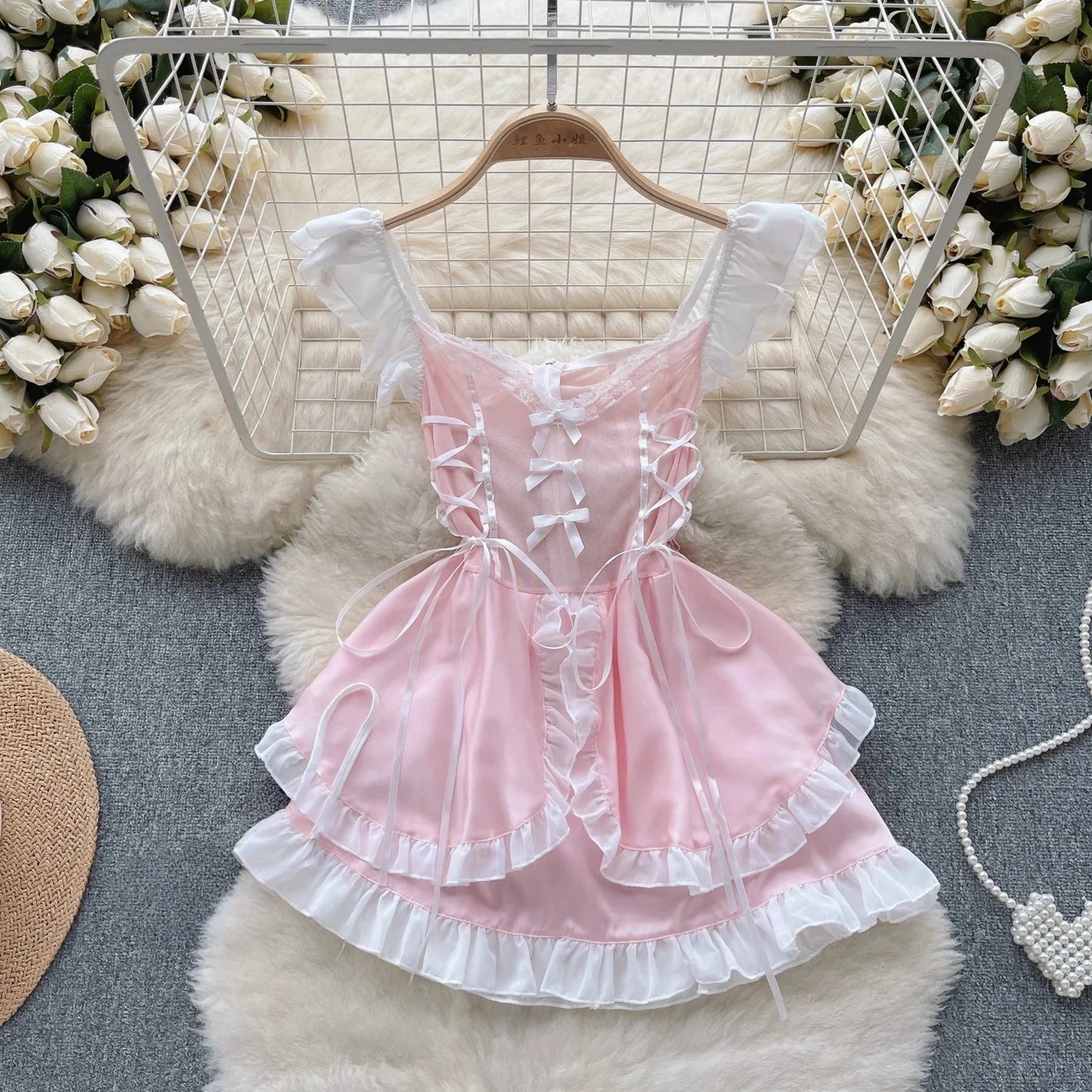 Women’s Floral Lace Strapless Mini Dress