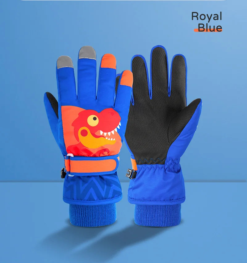 Thicken Baby Winter Gloves Coral Fleece Waterproof Child Ski Gloves Snowboard Outdoor Sports Kids Snow Mittens for Girls Boys