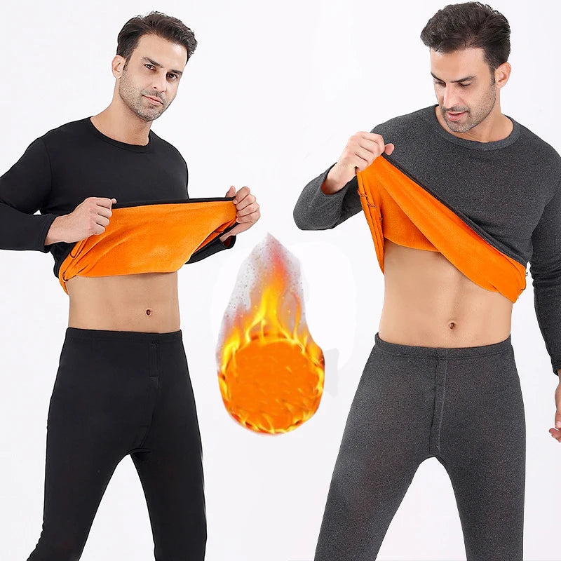 Men's Thick Fleece-Lined Thermal Underwear Set