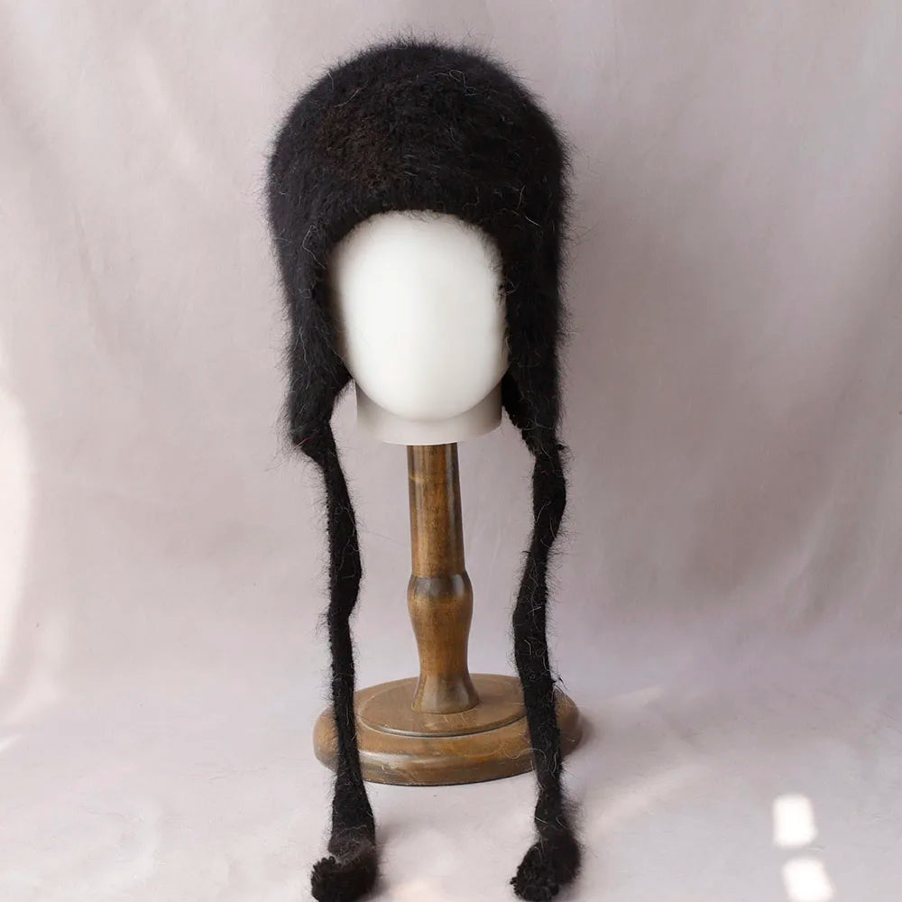 2025 NEW Winter Hat Real Rabbit Fur Winter Hats For Women Fashion Warm Hats Upgrade thickened extended Pullover scarf hat