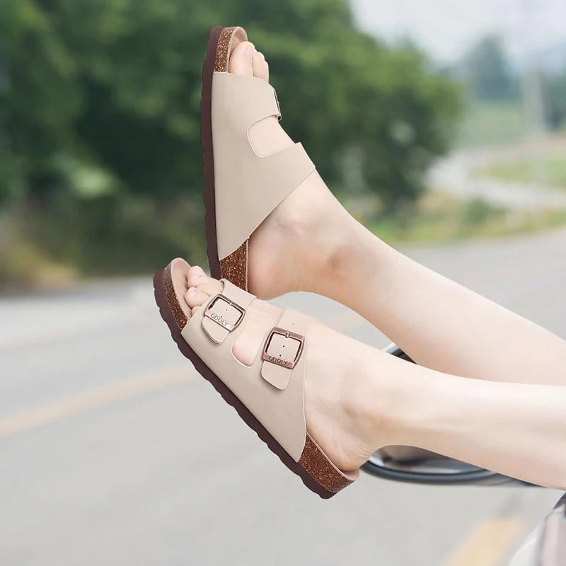 Smile Pop Summer Men's Cork Clogs Slippers Fashion Outdoor Men Antiskid Beach Sandals Classic Men Mule With Adjustable buckle