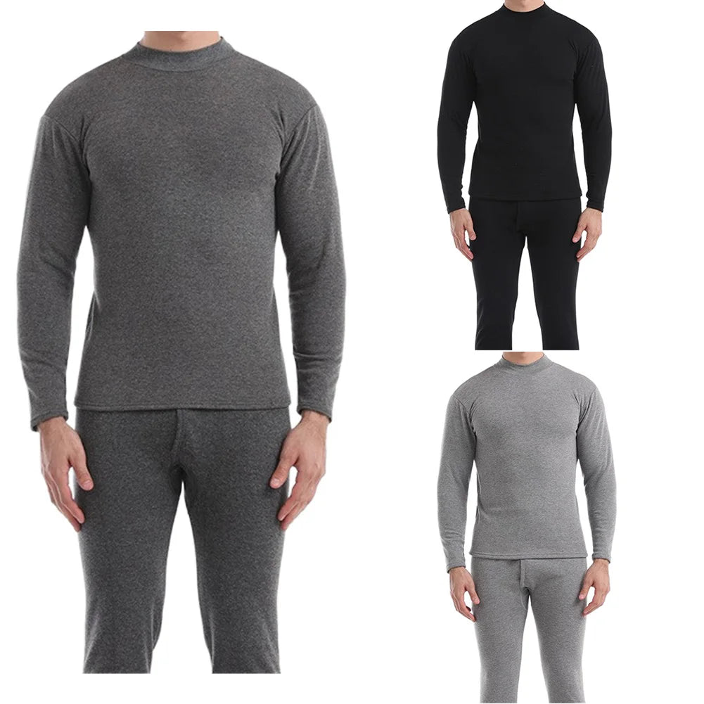 Men's Fleece-Lined Winter Thermal Underwear Set