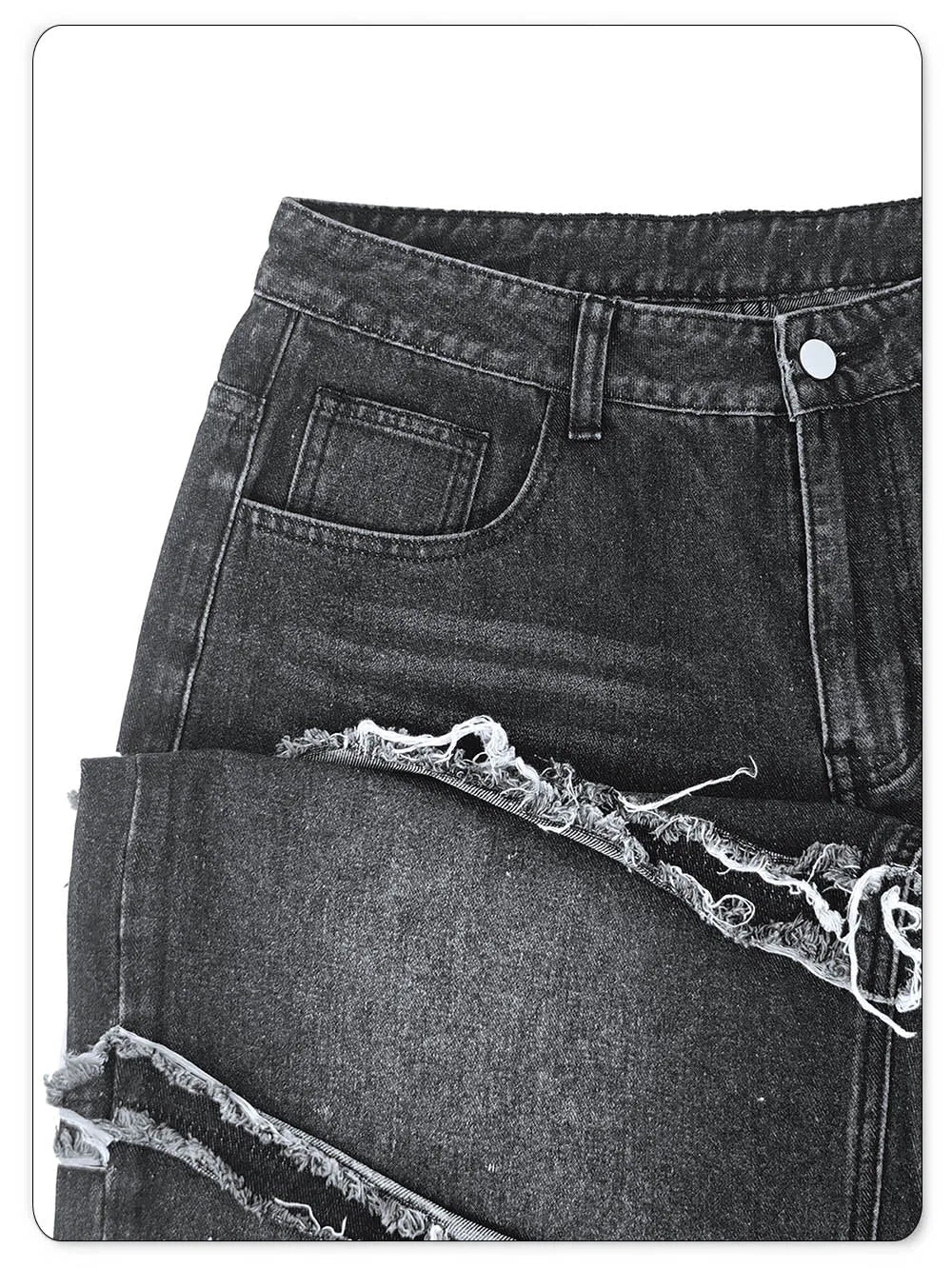 LIYS Men's Gothic Baggy Jeans Raw Frayed Edge Deconstructed Patchwork Wide Leg Denim Pants Y2K Punk Streetwear Trousers ﻿