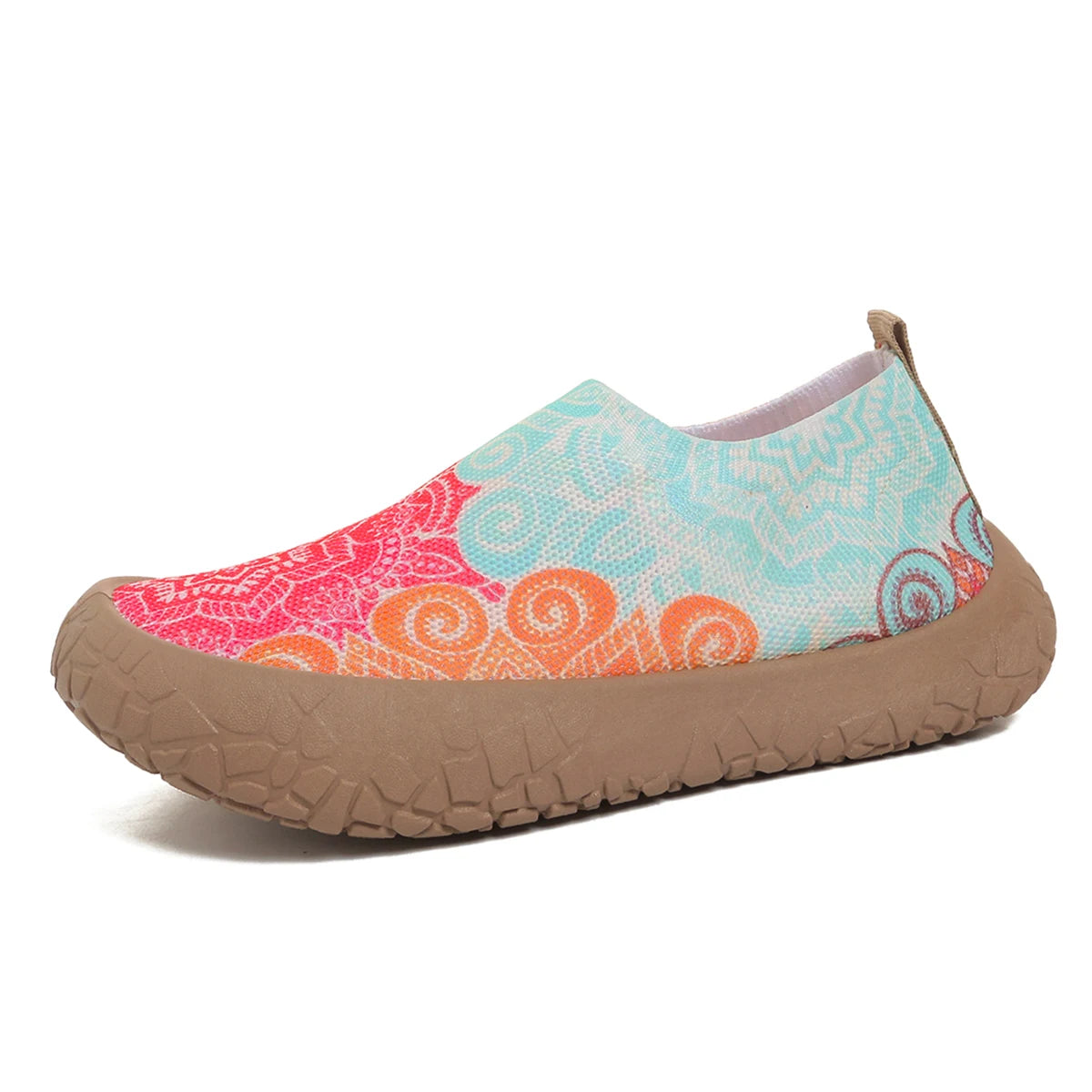 2026 Spring Autumn Women Tropical Print Slip On Sneakers Light Breathable Nonslip Mesh Casual Walking Shoes Daily Outdoor Commut
