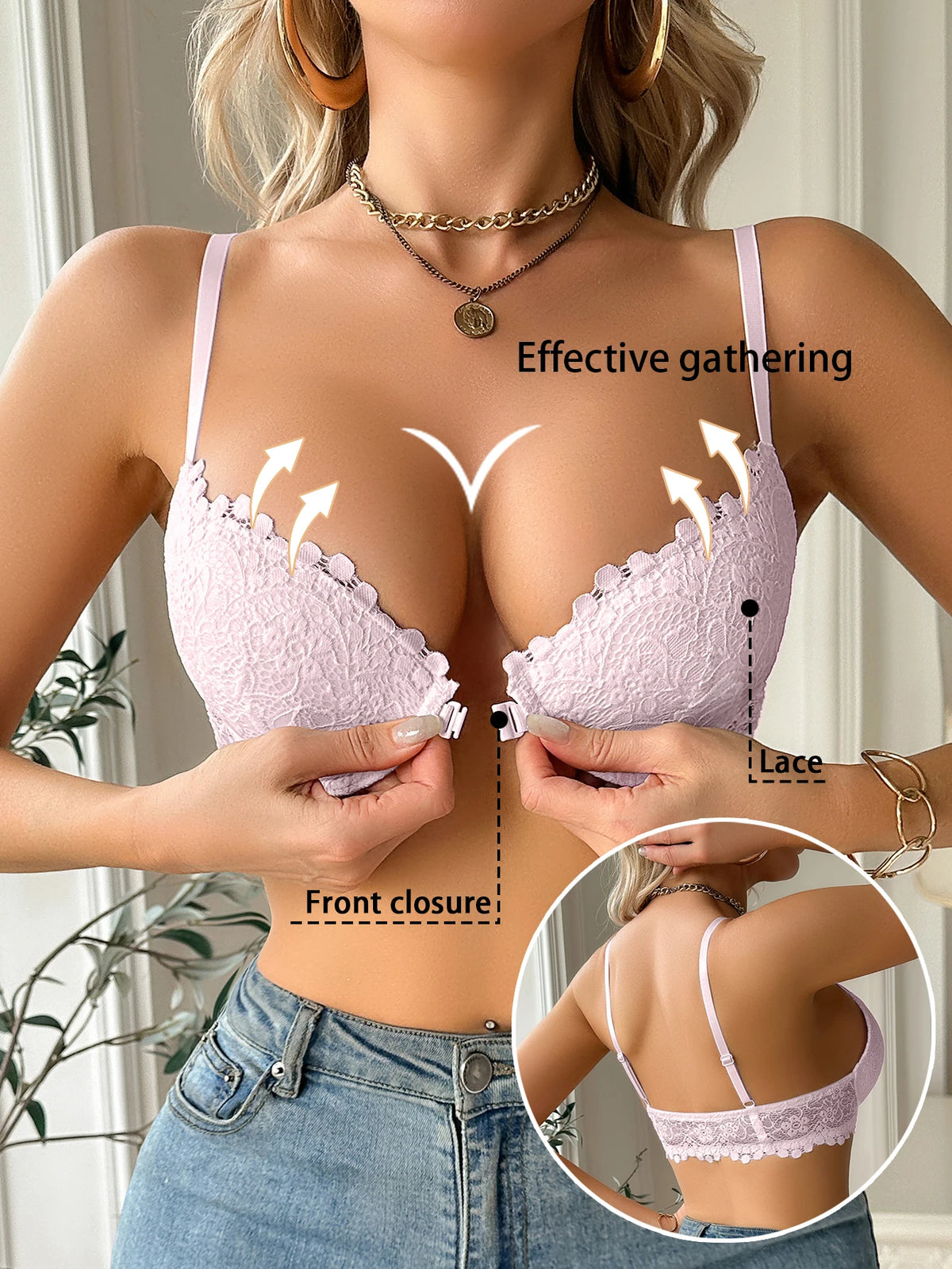 Bella Lace Front-Clasp Bra