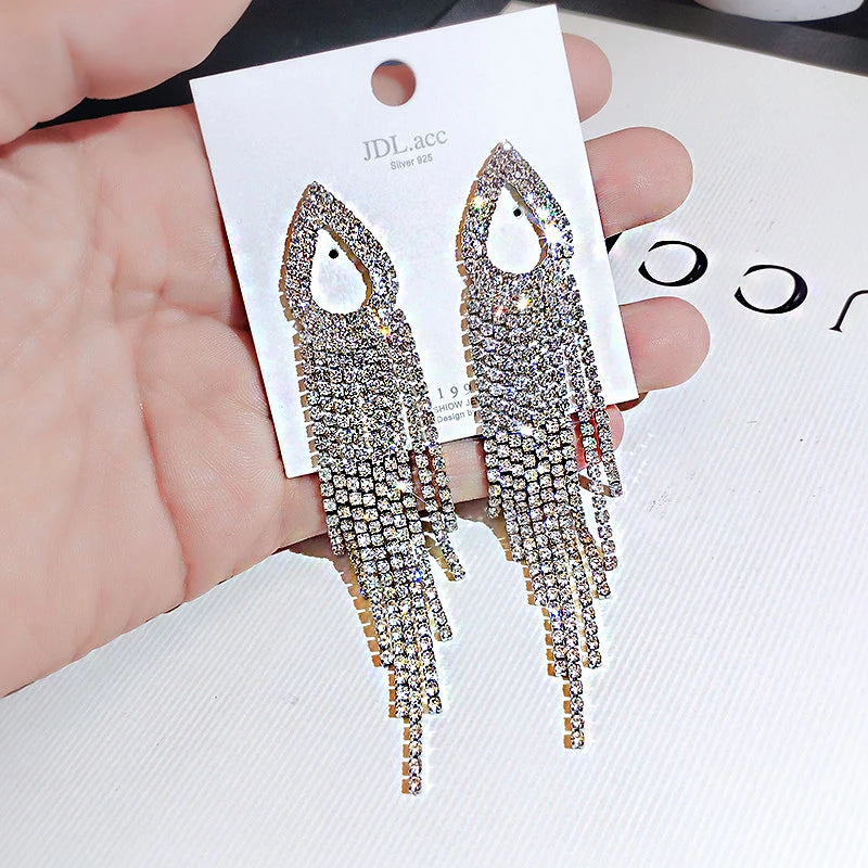 Crystal Zircon Geometric Drop Earrings