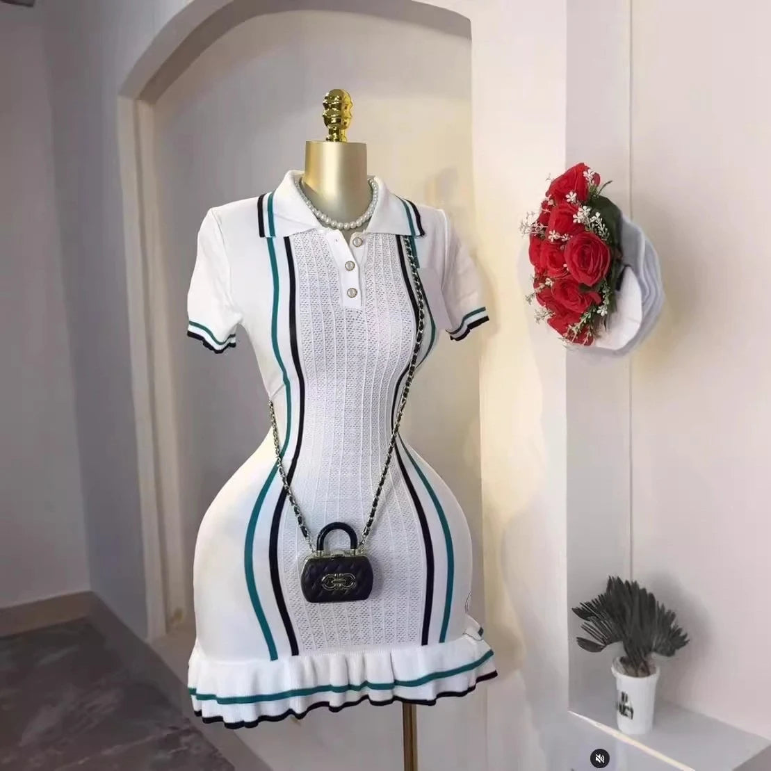 Chic Ruffle Knit Mini Dress