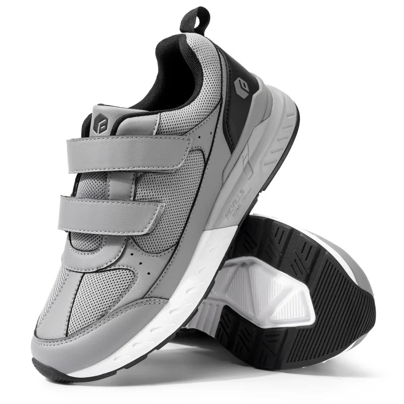 Men'S Athletic Shoes Wide Width With Adjustable Straps Low-Top Non-Slip Lightweight Running Shoe For Swollen Feet Arch Support