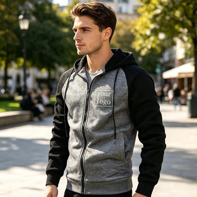 Men’s Biker Print Fleece Hoodie