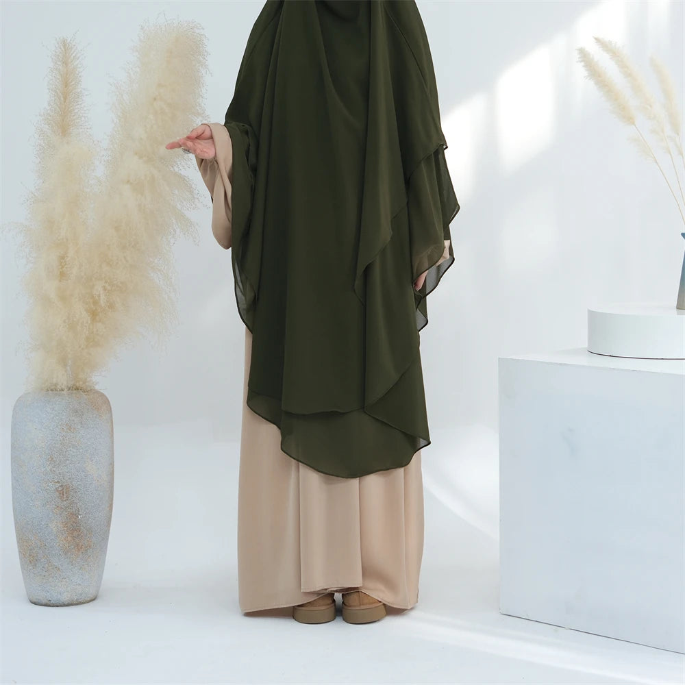 Women’s Elegant Chiffon Khimar & Abaya Set