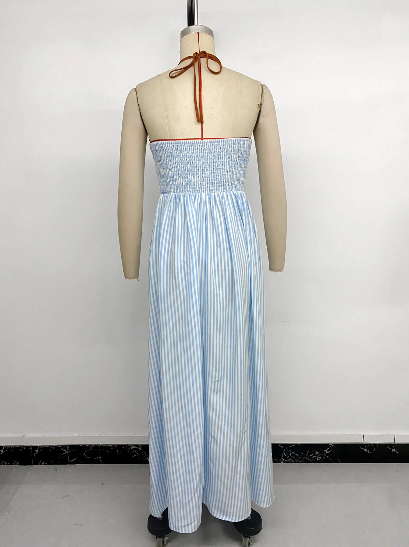Women’s Striped Backless Maxi Dress