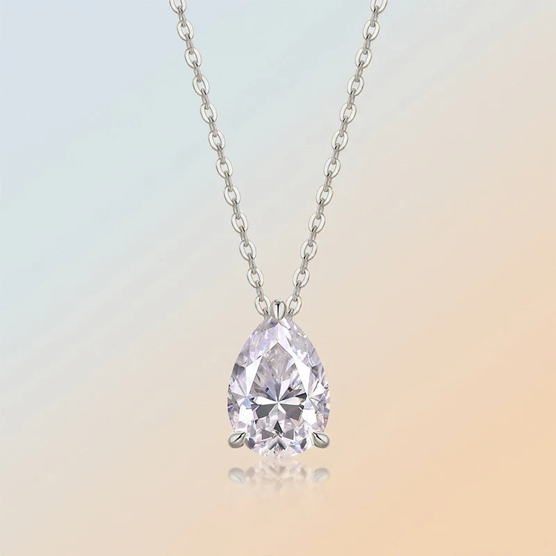 Women’s 2.5ct Moissanite Teardrop Pendant Necklace – 14K Gold-Filled Fine Jewelry Gift
