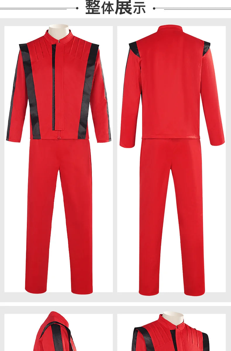 Michael Jackson Coat Pant Set Michael Scary Night Premium Overcoat Red Leather Jacket Vintage Thriller Party Cosplay Costume