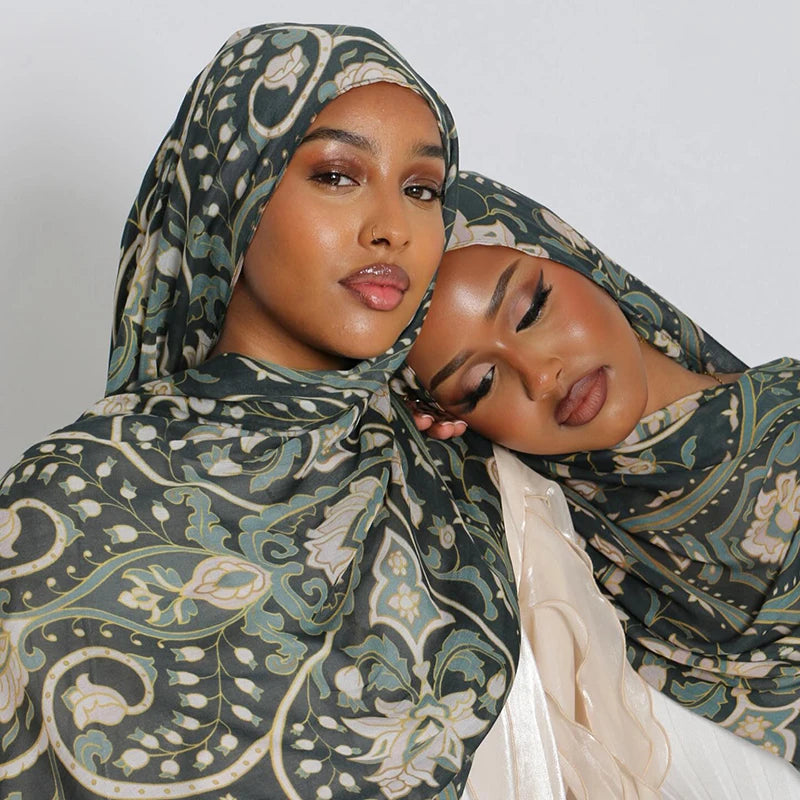Women’s Leopard & Floral Print Bohemian Hijab Scarf