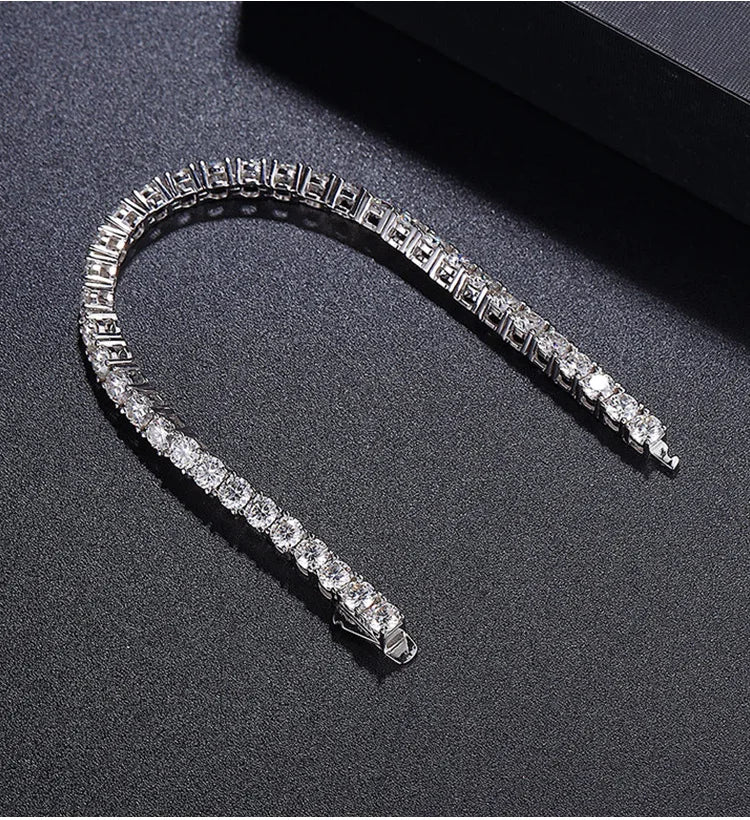 Factory Price D VVS1 Moissanite Tennis Bracelet – 925 Sterling Silver Single Row Classic Bracelet for Women & Men with GRA Certificate