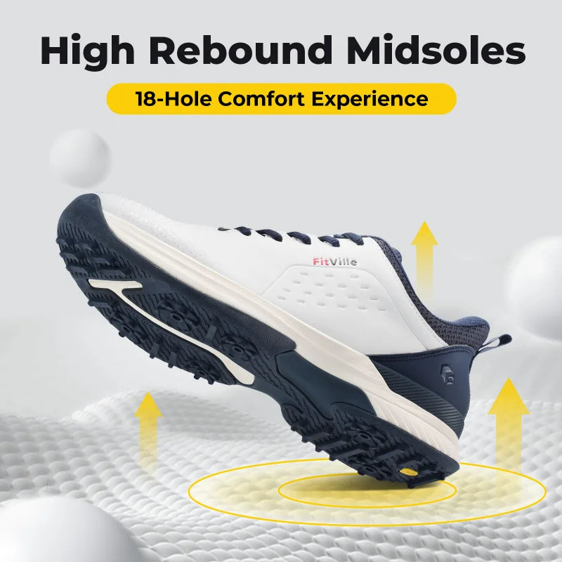 FitVille Men'S Golf Shoes Extra Wide Waterproof, Professional No-Slip Spiked Golf Shoes With Arch Support For Wide Feet