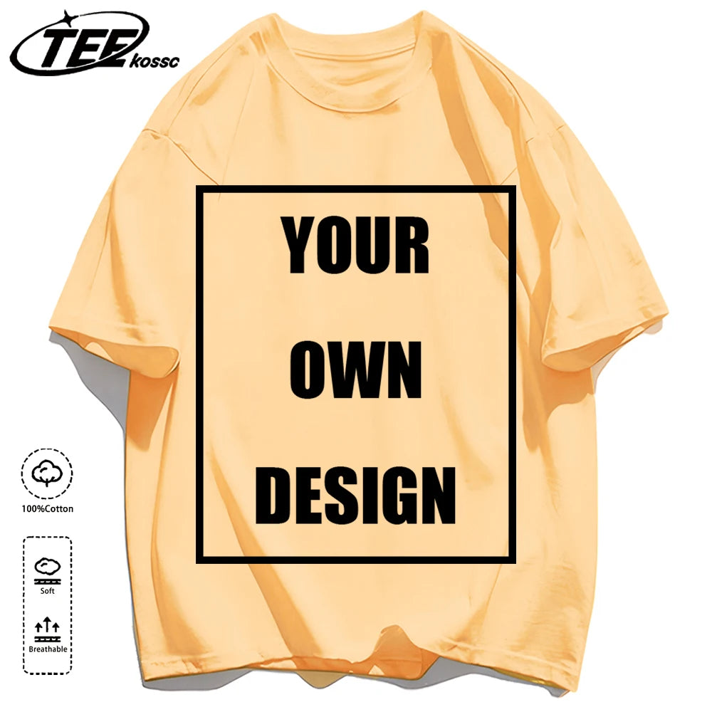 Customized LOGO Picture Men's Cotton T-Shirt Summer Colour Loose Short Sleeves Comfortable Fashion T Shirts Unisex O-Neck DIY Te