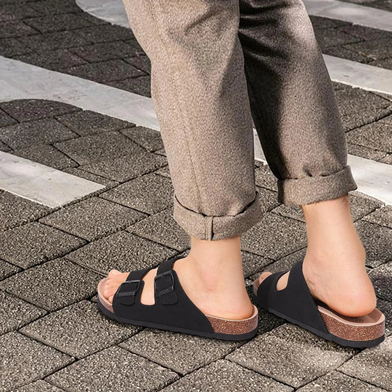 Smile Pop Summer Men's Cork Clogs Slippers Fashion Outdoor Men Antiskid Beach Sandals Classic Men Mule With Adjustable buckle