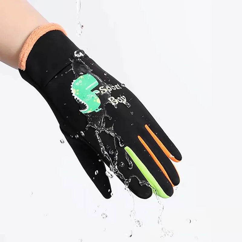 Children Warm Plush Gloves Winter Boys Girls Kids Outdoor Windproof Skiing Cycling Gloves Glow Students Toddler Cycling Mittens