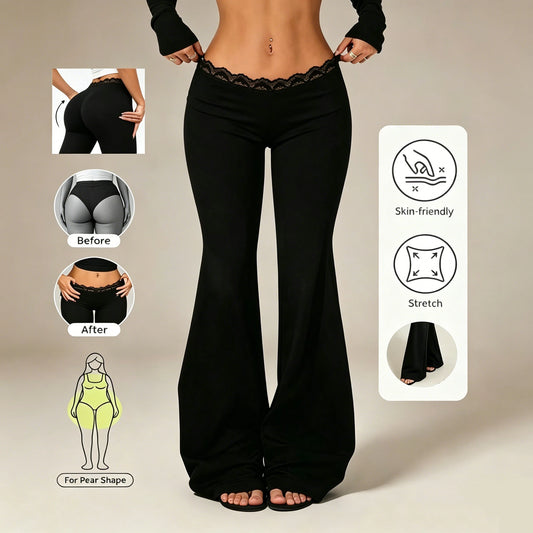 Women’s High-Waist Lace Flare Leggings