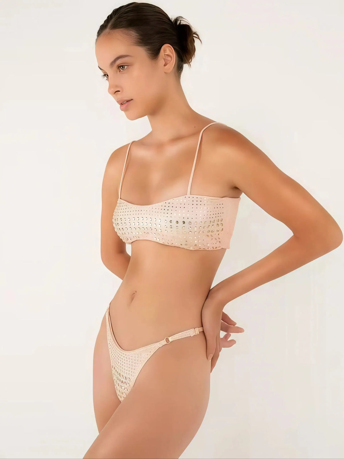 2025 Diamond Bikini Sexy Women Swimsuit Bandeau Biquini Push Up Swimwear Female Shiny Bathing Suits Floral Bodysuit Beachwear