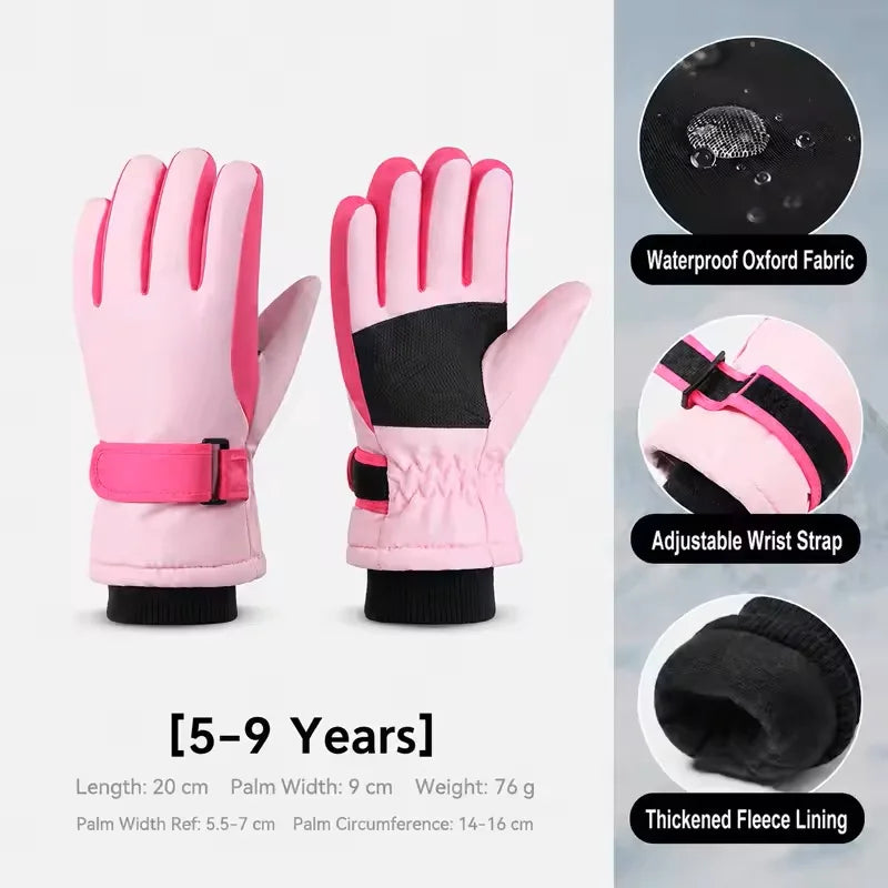 New Children Ski Gloves Keep Finger Warm Waterproof Thicken Mittens Winter Snowboard Snow Kids Gloves for Boys Girl Accessories