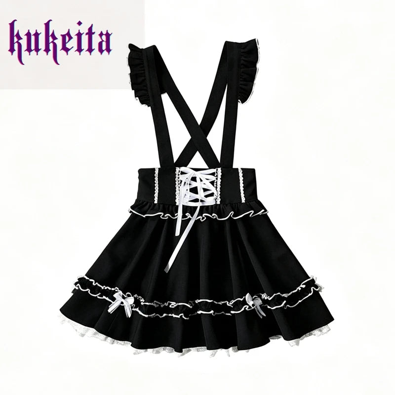 Women’s Gothic Lolita Lace-Up Mini Skirt